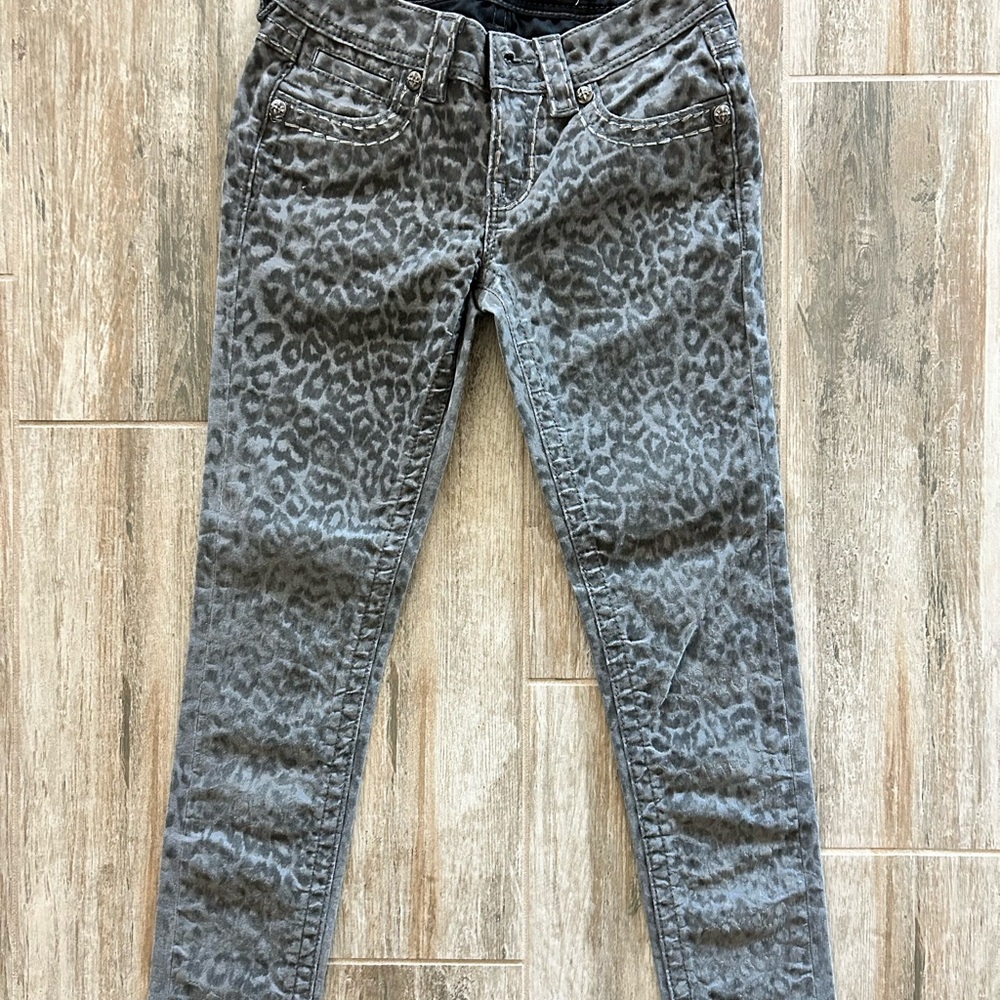 Miss me Gray Leopard Print signature rise skinny Women's Jeans
